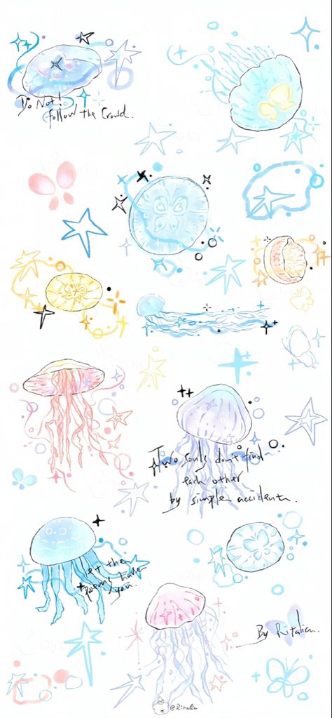 Trend Tattoos, Jellyfish Art, Aesthetic Wallpaper Iphone, Wallpaper Doodle, 캐릭터 드로잉, Iphone Wallpaper Themes, Wallpapers Iphone, Tumblr Wallpaper, Cute Wallpaper Backgrounds