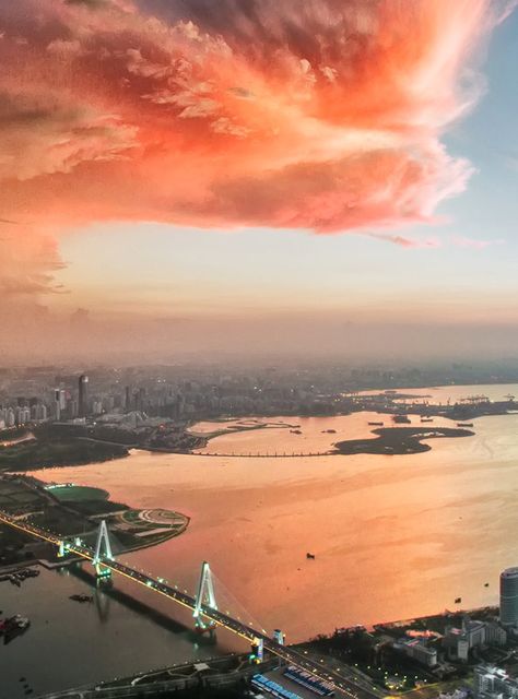 "City Sunset," Haikou, China Haikou China, China Vacation, China Photography, China Travel Guide, The Calm Before The Storm, Drone Flying, China Travel Destinations, Themed Photography, City Sunset