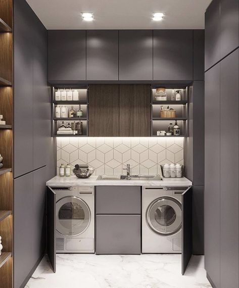 Utility Room Designs, Stylish Laundry Room, Dream Laundry Room, Aesthetic House, Laundry Cabinets, Kitchen Sink Design, Laundry Room Layouts, Laundry Room Renovation, Laundry Design