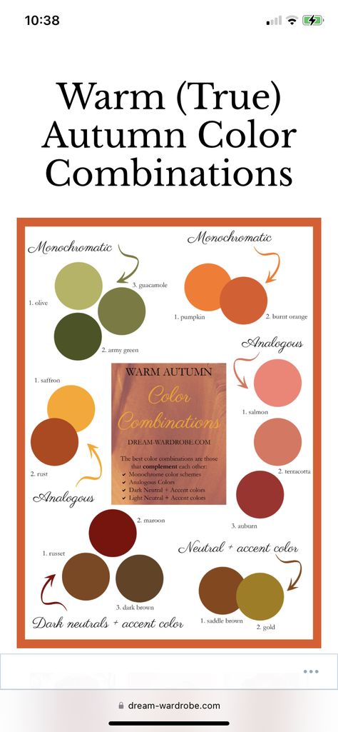 Autumn Color Palette Fashion, Orange Color Combinations, Warm Fall Outfits, Deep Autumn Color Palette, Autumn Skin, Soft Autumn Color Palette, True Autumn, Color Combinations For Clothes, Good Color Combinations