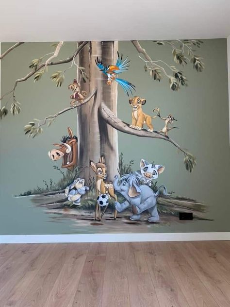 Disney Animals Nursery, Land Before Time Nursery, Disney Wall Painting, Disney Animal Nursery, Baby Nursery Murals, Bambi Nursery, Disney Wall Murals, Nursery Murals, Disney Mural