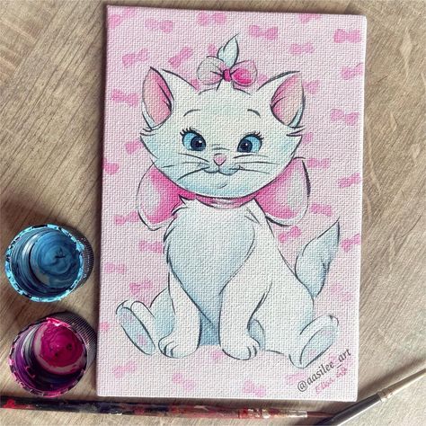 Disney Canvas Paintings, Disney Canvas Art, Abstract Pencil Drawings, Disney Canvas, Disney Drawings Sketches, Disney Paintings, Marie Aristocats, Diy Canvas Wall Art, Canvas Drawings