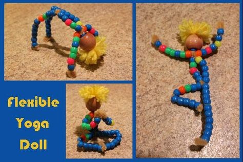 Yoga Crafts, Yoga Dolls, Bead Dolls, Flexible Yoga, Kids Yoga Classes, Yoga Kids, Childrens Yoga, Arte Yoga, Pipe Cleaner Crafts