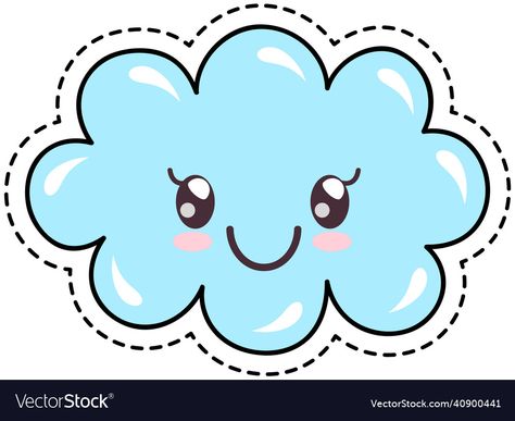 Cloud Cartoon Cute, Sky Symbol, Cloud Cartoon, Illustration Japanese, Sky Vector, Cute Clouds, Kawaii Cloud, Kindergarten Classroom Decor, Cute Cloud