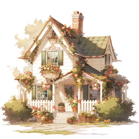 Cozy Cottage with Flowers and Green Roof: Rustic and Cottagecore Sticker Roof Garden Ideas, Cottage With Flowers, Bloxburg Cottage, Cottagecore House, Quaint Cottage, Sims 4 House Design, Cottage Exterior, Casas The Sims 4, Farmhouse Style Decor