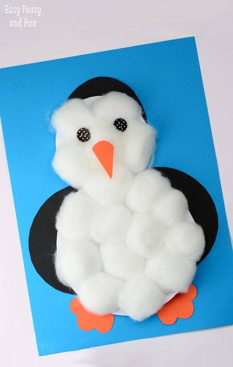 Cotton Balls Penguin Craft - cute and easy to make penguin craft to include in winter study! Winter Crafts For Toddlers, Penguin Crafts, Penguin Craft, Fun Arts And Crafts, Winter Crafts For Kids, Daycare Crafts, Cotton Balls, Classroom Crafts, Crafts For Kids To Make