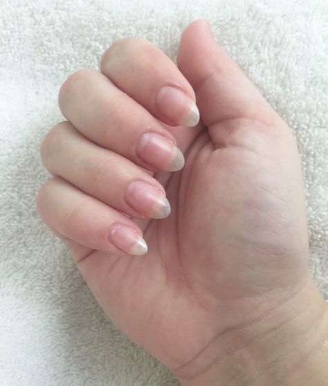 My bare almond shaped natural nails Bare Almond Nails, Small Nails Natural, Real Nails Almond Shape, Bare Nails Aesthetic, Almond Shaped Natural Nails, Bare Nails Manicure, Almond Natural Nails, Natural Short Almond Nails, Almond Nails Natural