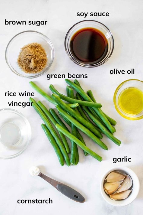 Sticky Green Beans, Green Beans With Sauce, Air Fryer Garlic Green Beans, Airfryer Green Beans, Green Bean Recipes Asian, Airfry Green Bean Recipes, Airfryer Green Beans Recipes, Green Beans Recipe Air Fryer, Green Bean Airfryer Recipes