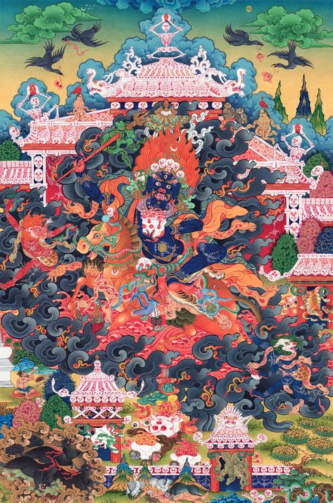 Zoroastrianism Art, Palden Lhamo, Buddhism Beliefs, Tibet Art, Ancient Paintings, Ancient Maps, Tibetan Art, Wheel Of Life, Tibetan Buddhism