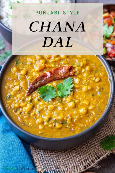 Chana Dal is an easy healthy Indian lentil dish made with split chickpeas, onion, tomatoes, ginger, garlic, herbs, and spices. It is vegan gluten-free, and so easy to make. This delicious Chana dal recipe pairs perfectly with roti, naan, or rice and makes a nutritious, protein-packed, hearty, and comforting meal. Chana Dahl Recipe, Lentil Indian Recipes, Channa Dal Recipes, Pakistani Dal Recipe, Chickpea Dal, Chana Dal Recipes, Indian Lentil Recipes, Dahl Recipes, Dal Recipe Indian