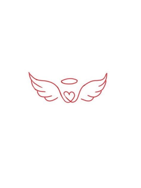 Angel Tattoo For Women Minimalist, Wing Tattoo Designs Small, Angel Themed Tattoo, Pair Of Wings Tattoo, Angel Heart Tattoo Small, Angel Wings Tattoo Aesthetic, Heart With Wings And Halo Tattoo, 444 Tattoo Angel Wings, Angel Wings Tattoo Outline