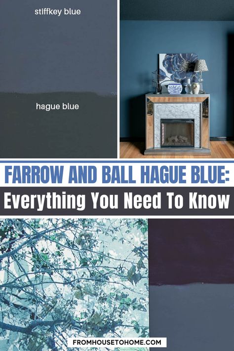 farrow and ball hague blue: everything you need to know Barrow Blue Farrow And Ball, Farrow And Ball Hague Blue, Farrow Ball Hague Blue, Blue Decor Ideas, Blue Home Offices, Interior Design Color Schemes, Design Color Trends, Blue Everything, Timeless Interior Design