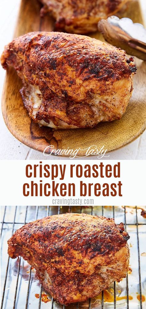 Best Chicken Breast Recipes, Split Breast Chicken Recipes, Baked Bone In Chicken, Bone In Chicken Breast, Best Chicken Breast, Crispy Roasted Chicken, Chicken Breast Oven Recipes, Oven Roasted Chicken Breast, Chicken Breast Oven