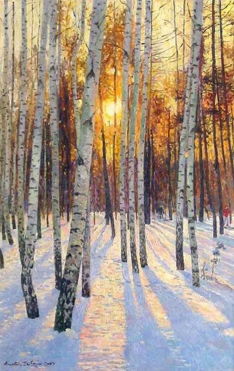 15 Beautiful Nature Paintings Drawing Tutorials, 자작나무 그림, Painting Of Trees, Birch Grove, Soyut Sanat Tabloları, 수채화 그림, Nature Paintings, Winter Landscape, Tree Art