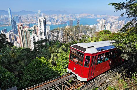 Arguably Hong Kong’s most famous attraction, Victoria Peak rises 1,805 feet above sea level and overlooks Central and the city beyond. Reaching the top requires a seven-minute ride on the Peak Tram, the world’s steepest funicular railway. On clear days you can see Kowloon’s eight mountains, but the nighttime views of both sides of the harbor illuminated is equally stunning. Hong Kong Travel Guide, Victoria Harbour, Hong Kong Island, Hong Kong Travel, Norwegian Cruise Line, The Peak, Culture Travel, Macau, Kuala Lumpur