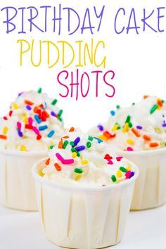 These Birthday Cake Pudding shots will beat hit next time you are celebrating a birthday. A fun festive way to say Happy Birthday. #birthdaycake #shots #alcohol #partydrinks #pudding Birthday Cake Pudding Shots, Cake Pudding Shots, Birthday Cake Pudding, Birthday Cake Shots, Pudding Shot Recipes, Alcohol Shots, Jello Pudding Shots, Cake Shots, Cake Pudding