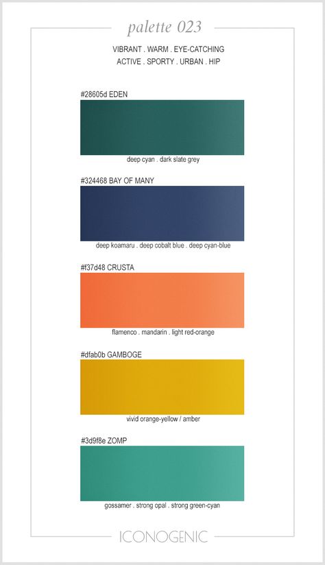 Vintage sporty color palette by Iconogenic. Cyan, Cobalt, Mandarine, Amber. Cobalt Colour Palette, Sporty Colour Palette, Cobalt Blue Color Scheme, Cobalt Color Palette, Sporty Color Palette, Energetic Color Palette, Cobalt Blue Color Palette, Cyan Color Palette, Amber Color Palette