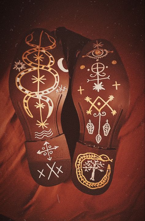 We walk between worlds with them. Custom shoes made for singer Olisae for his video Magical filmed on location in New Orleans. #voodoo #veve Voodoo Veve, Voodoo Tattoo, Voodoo Art, New Orleans Voodoo, Magic Clothes, Voodoo Hoodoo, Black Magick, Witchy Crafts, Spotify App