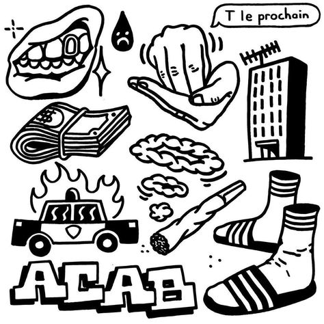 Acab Tattoo, Flash Art Tattoos, Art Flash, Graffiti Tattoo, Tattoo Outline Drawing, Flash Tattoo Designs, Doodle Tattoo, Sketch Tattoo Design, Graffiti Style Art