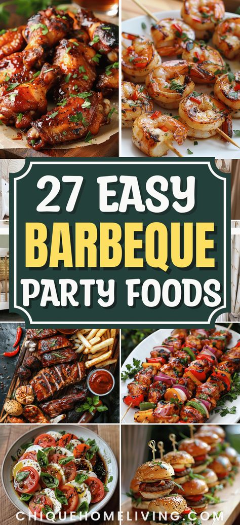 Planning a BBQ party and need some easy and delicious food ideas? 🍔 Here are 27 crowd-pleasing BBQ party food ideas that everyone will enjoy! From juicy burgers and grilled chicken to refreshing salads and tasty sides, these recipes are perfect for creating a mouthwatering outdoor feast. Whether you’re hosting a small gathering or a big bash, these dishes are simple to prepare and sure to satisfy your guests. #BBQParty #GrillingRecipes #SummerCookout Ideas For Barbecue Party, Barbaque Ideas Parties, Appetizers For Grilling Out, Hosting Bbq Party, Bbq Food Ideas Party Appetizers, Foods For A Barbeque Party, Appetizers For Bbq Party Simple, Barbecue Themed Party, Company Bbq Ideas