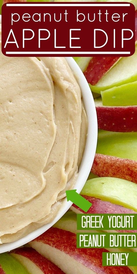 Yogurt Apple Dip, Peanut Butter Apple Dip, Yogurt And Peanut Butter, Peanut Butter Greek Yogurt, Yogurt Recipes Healthy, Peanut Butter Apple, Greek Yogurt And Peanut Butter, Peanut Butter Dip, Apple Snacks