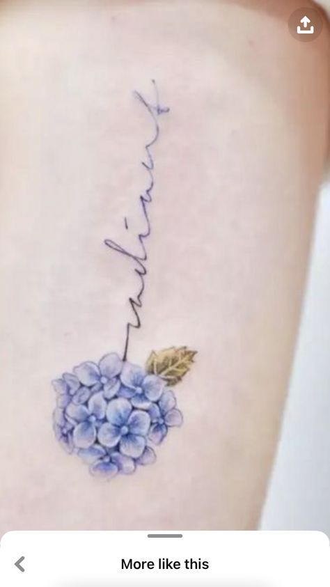 Blue Hydrangea Tattoo, Hydrangea Tattoo, Balance Tattoo, Flower Wrist Tattoos, Ideas For Tattoos, Koi Tattoo, Simple Tattoo Designs, Tattoo For Son, Blue Hydrangeas