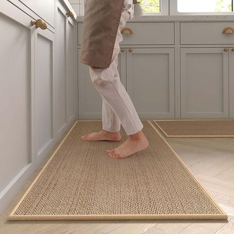 Amazon.com: MontVoo Rugs and Mats Washable [2 PCS] Non-Skid Natural Rubber Runner Rugs Set for Kitchen Floor Front of Sink, Hallway, Laundry Room 17"x30"+17"x47" (Oats): Home & Kitchen Jute Rug Kitchen, Hallway Laundry Room, Hallway Laundry, Kitchen Runners, Sisal Runner, Natural Kitchen, Kitchen Rugs And Mats, Floor Runners, Rug Dining Room