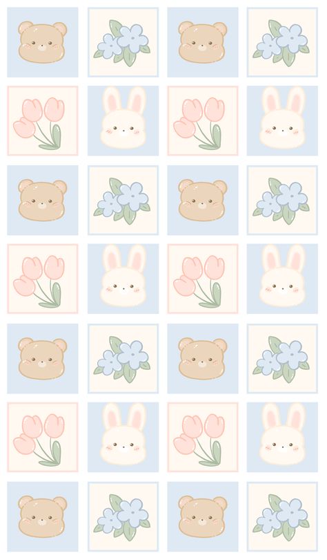 Cute Phone Background, Bear And Bunny, Flowers And Animals, Cute Background, Patterns Printable, Cocoppa Wallpaper, Bunny Wallpaper, Paper Stuff, Design Bag