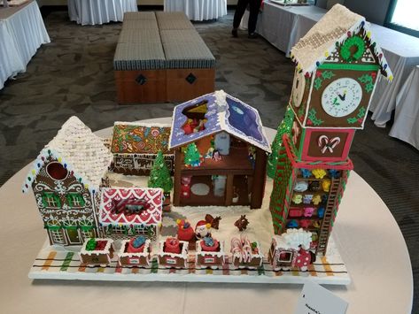 Santa's workshop gingerbread house Gingerbread Santas Workshop, Santas Workshop Gingerbread House Ideas, Gingerbread House Ideas, Gingerbread House Designs, House Village, Door Crafts, Gingerbread House Decorations, Santa's Workshop, Christmas Gingerbread House