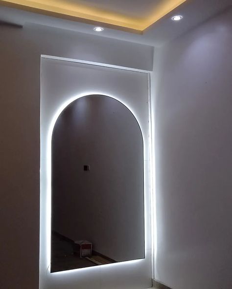 A touch of LED light adds alittle brilliance to your Arch Mirror Order now #mirrornowug #ugandafurniture #uganda #kampalauganda Mirror With Led Light, Mirror Led, Door Glass Design, Arch Mirror, Door Glass, Glass Design, Uganda, Order Now, Led Light