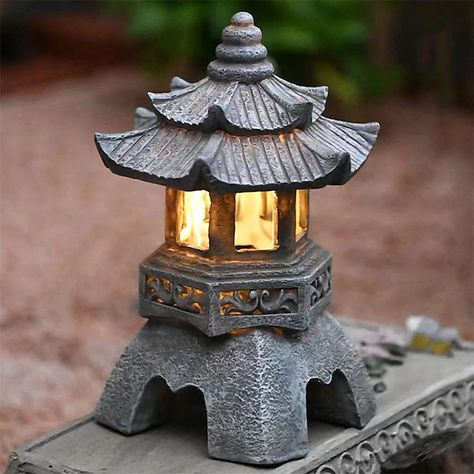 Decoration Zen Ornaments Garden Accessories Solar Powered Tower Statue Palace Lanterns Solar Lamp Stone Pagoda Lantern 2024 - $31.99 Outdoor Zen Garden, Pagoda Garden, Pagoda Lanterns, Japanese Lantern, Outdoor Landscape Lighting, Garden Lanterns, Solar Led Lights, Solar Lamp, Outdoor Statues