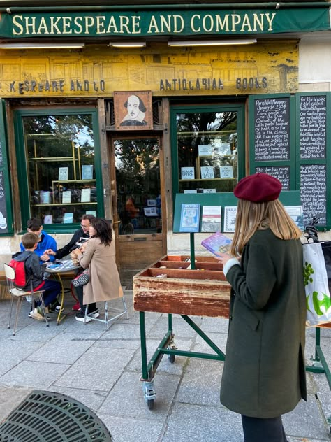 Girls is reading a book on the street Paris Bookstore, Shakespeare And Company Paris, Paris Autumn, Paris Rooftops, Paris 2023, A Moveable Feast, Shakespeare And Company, Paris Trip, Beautiful Aesthetic