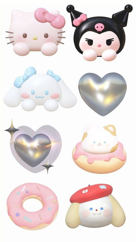 3d Stickers Printable, Cute Stickers Printable Aesthetic, Kawaii Stickers Printable, Sanrio Stickers, Y2k Stickers, Iphone Stickers, Hello Kitty Crafts, Scrapbook Stickers Printable, Sticker Template