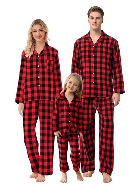 Christmas Pajamas for Family Matching Pjs Set Button Down Sleepwear Long Sleeve Flannel Nightwear Family Xmas Pjs, Christmas Pjs Family, Matching Family Christmas Pajamas, Matching Christmas Pajamas, Christmas Pajama Set, Christmas Pjs, Plaid Pajamas, Family Christmas Pajamas, Matching Pajamas