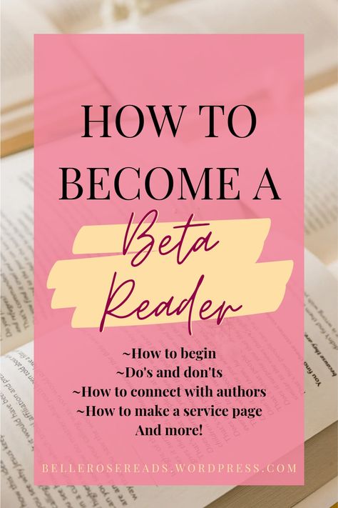 Want to become a beta reader but don't know how to begin? This beta reader beginner's guide includes all the info, tips, do's and don'ts you need to get started. Book Marketing Plan, Beta Reader, Social Media Books, Reading Process, Book Advertising, Ebook Promotion, Creative Writing Tips, Creative Jobs, Reading Tips