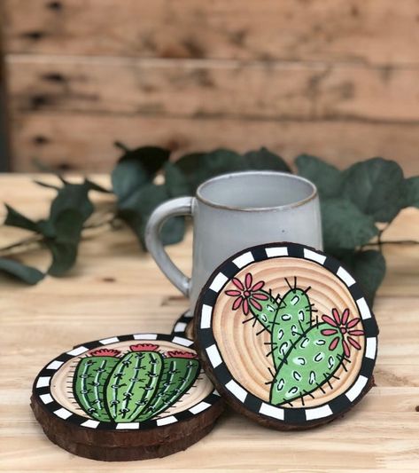 Cactus decor cactus wood art cactus coasters cactus art | Etsy Cactus Coasters, Cactus Wood, Painted Coasters, Peace Frog, Wood Slice Art, Cactus Painting, Painting Wood, Cactus Decor, Cactus Art