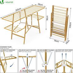 Vounot Foldable clothes airer, stainless steel clothes dryer, drying length 24 m, imitation wood appearance : Amazon.de: Home & Kitchen Portable Furniture Design, Diy Clothes Dryer, Wood Clothes Drying Rack, Clothes Dryer Stand, Diy Clothes Drying Rack, Cloth Drying Stand, Laundry Stand, Laundry Airer, Pallet Wardrobe