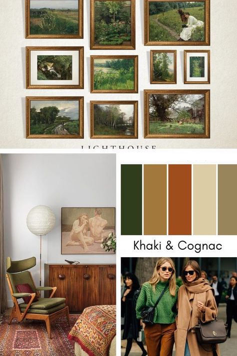 If you want your home to look expensive with minimum effort this is your solution, as incorporating khaki & cognac will transform any space you use this color palette in. #colorpalette #colorcombo #colorcomboideas Khaki Colour Palette, Khaki Living Room, Khaki Color Palette, Chic Color Palette, Sustainable House Design, Living Room Wall Color, Color Tips, Room Wall Colors, Color Schemes Colour Palettes