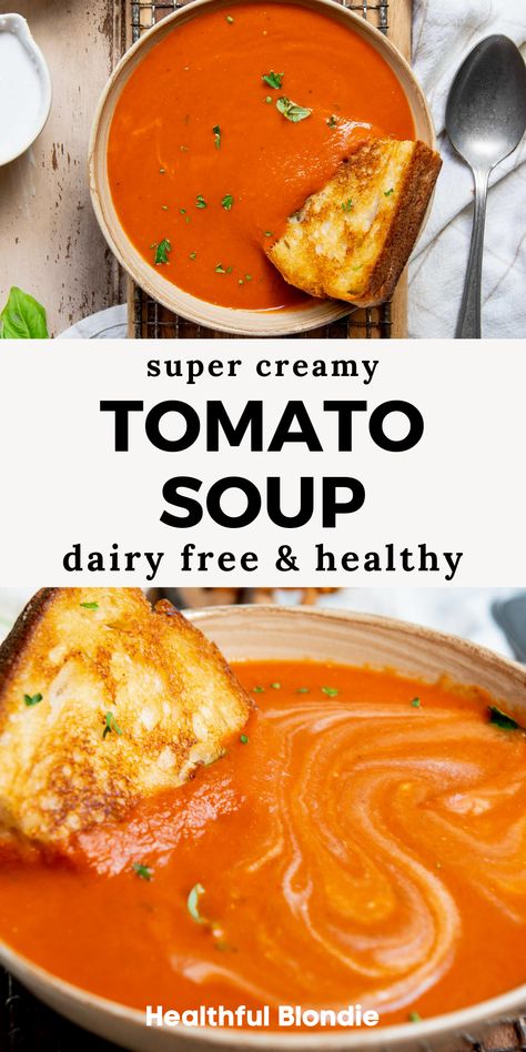 Dairy Free Tomato Soup, Creamy Tomato Soup Recipe, Vegan Tomato Soup, Tomato Soup Easy, Low Calorie Soup, Dairy Free Soup, Coconut Milk Soup, Tomato Soup Homemade, Soup Healthy