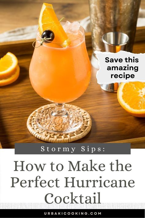 The Hurricane Cocktail is a classic tropical drink that originated in New Orleans in the 1940s. It's a refreshing and fruity drink that is perfect for any occasion, but especially during the hot summer months.This cocktail is known for its bright and bold colors, making it a beautiful addition to any party or gathering.The drink's name is derived from its hurricane lamp-shaped glass, which was the original vessel used to serve it.The drink's origins are credited to Pat O'Brien... Sunrise Drink, Passion Fruit Syrup, Drink Names, Mix Drinks, Light Rum, Fruity Drinks, Creative Cocktail, Alcohol Drinks, Dark Rum