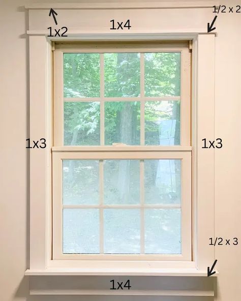 Modern Craftsman Trim Interior, Craftsman Interior Window Trim, Wood Stain Window Trim, Farmhouse Door And Window Trim, Craftsman Style Trim Moldings, Traditional Window Trim, Modern Farmhouse Window Trim, Inside Window Trim, Trim On Windows