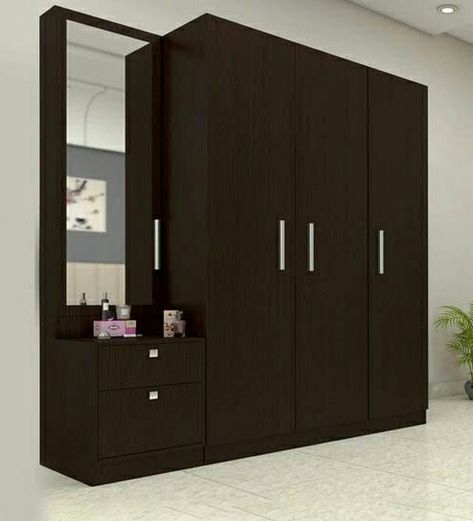 3 Door Almirah Design, Wardrobe With Dresser, 3 Door Wardrobe Design, Modern Bedroom Wardrobe, Wardrobe With Mirror, Three Door Wardrobe, Wall Wardrobe Design, Wooden Wardrobe Design, 3 Door Wardrobe