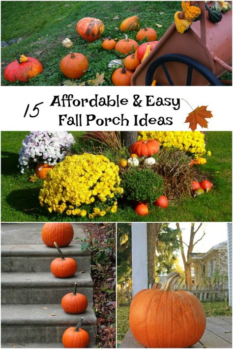 Front Porch Steps Decor, Porch Planters Diy, Porch Steps Decor, Diy Halloween Food, Fall Porch Ideas, Front Porch Garden, Front Porch Planters, Acorn Decorations, Fall Mums