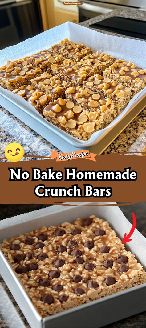 Create No Bake Homemade Crunch Bars, a quick and easy treat that combines crispy rice cereal with melted chocolate. These bars are perfect for when you need a sweet fix without turning on the oven, ideal for quick desserts or afternoon snacks. #NoBakeBars #CrunchBars #EasyDesserts Knock You Naked Bars, Easy No Bake Treats, Homemade Crunch Bars, Crunch Bars Recipe, Crunch Bars, Food Business Ideas, Hearty Lunch, Easy Treat, Crunch Bar