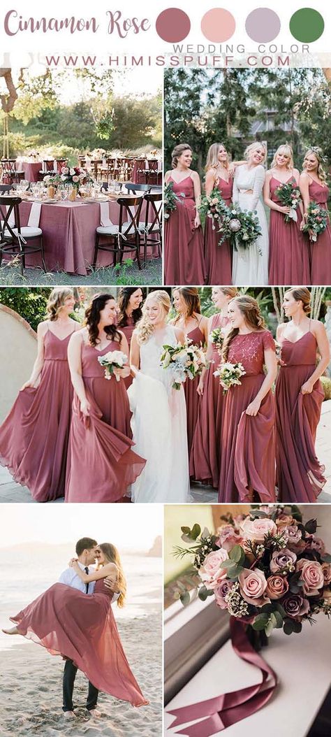 Cinnamon Rose wedding Color 2020 Bridesmaid dresses Wedding Decor Berry Color Wedding Motif Color, Cinnamon Rose Wedding, November Wedding Colors, Bridesmaid Color Scheme, Cinnamon Rose, Wedding Color Ideas, Wedding Motifs, Wedding Color Trends, Rose Bridesmaid Dresses