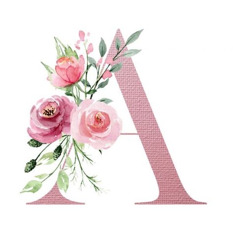 Modelos similares a 336819552 A Alphabet Wallpaper, Floral Monogram Letter, Alfabet Letters, Floral Alphabet, Watercolor Art Paintings, Watercolor Lettering, Girly Wall Art, Lettering Alphabet Fonts, Embroidery Letters