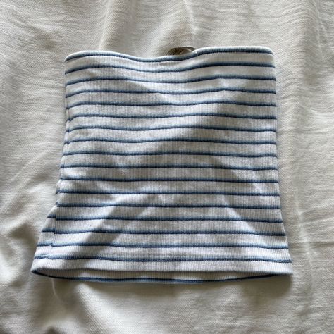 Dream Clothes Aesthetic, Brandy Tube Top, Tube Tops, Thrift Clothes, Brandy Melville Striped Sweater, Fitted Striped Y2k Top, Brandy Melville Stephanie Stripe Top, Brandy Melville Brown Striped Top, Depop Clothes