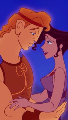 *HERCULES & MEG ~ Hercules, 1997. Hercules,better known to classicists as Heracles, technically had 3 parents,2 mortal+one divine.He was raised by Amphitryon+Alcmene, a human king+ queen who were cousins+ grandchildren of Zeus' son Perseus.But Heracles' biological father was Zeus.The story of how this came about is known as"The Amphitryon,"a tale told many times over the centuries. Disney Çiftleri, 90s Disney Movies, Hercules Movie, Megara Disney, Meg Hercules, Disney Amor, Hercules Disney, Animation Disney, Disney Hercules