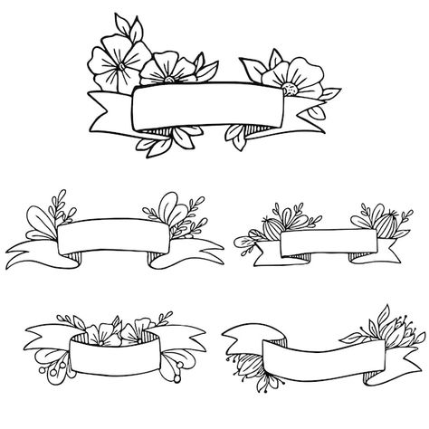 Vector doodle banner with wild flowers v... | Premium Vector #Freepik #vector #flag-shape #doodle-banner #ribbon-frame #ribbon-line How To Draw A Ribbon Banner, Flower Banner Design, Ribbon Doodle, Banners Drawing, Doodle Banners, Doodle Banner, Ribbon Drawing, Ribbon Illustration, Banner Doodle