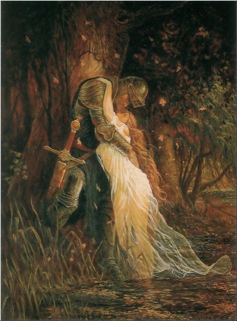 Courtly Love, Pre Raphaelite Art, Fairytale Aesthetic, Medieval Paintings, John Everett Millais, Romantic Paintings, Rennaissance Art, Knight Art, Park Art